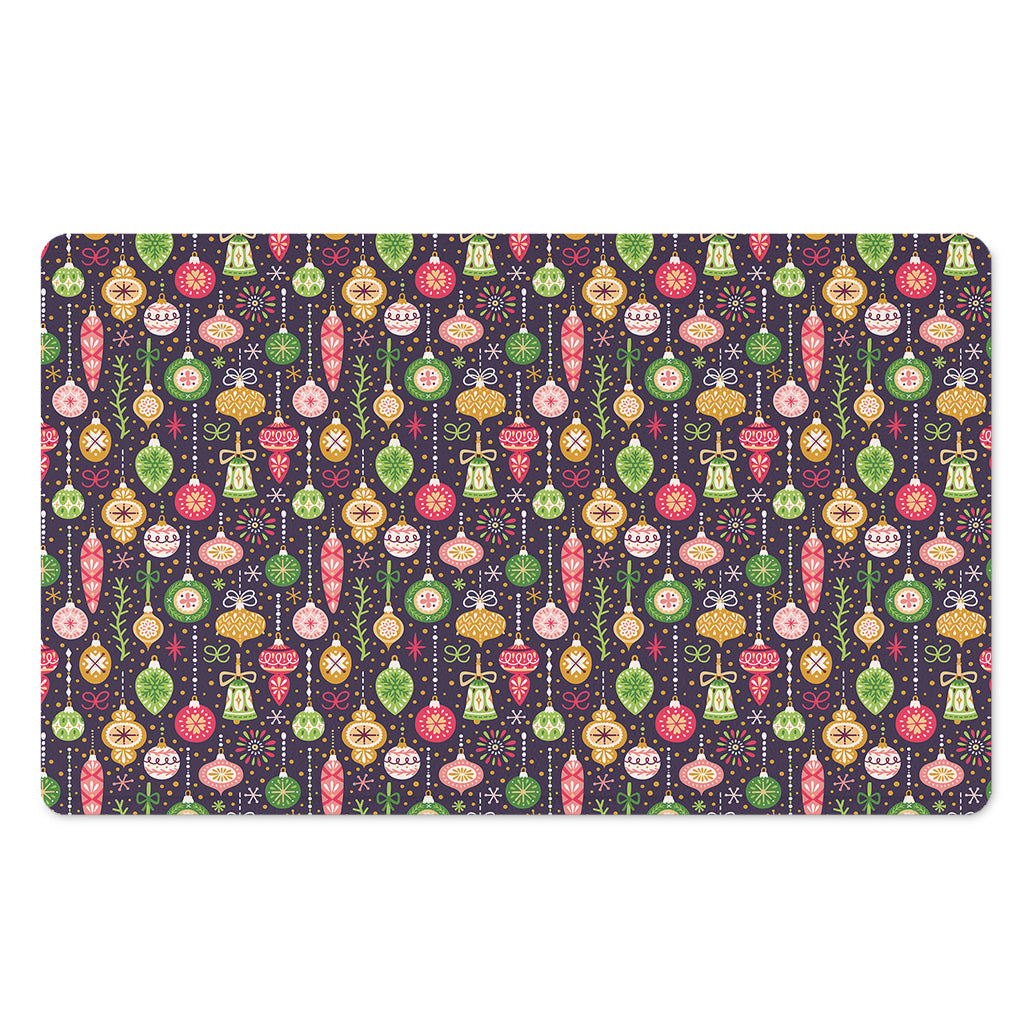 Christmas Baubles Pattern Print Polyester Doormat