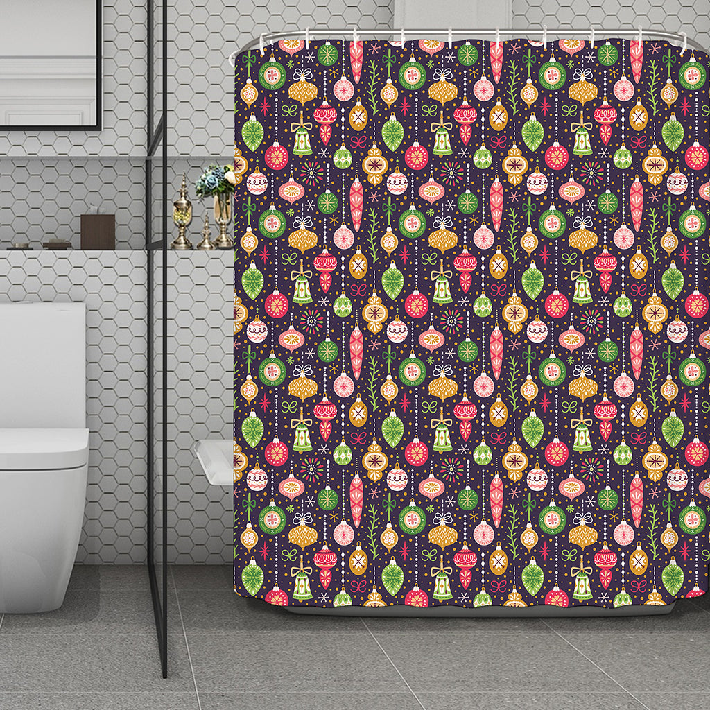 Christmas Baubles Pattern Print Polyester Shower Curtain