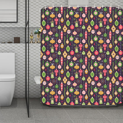 Christmas Baubles Pattern Print Polyester Shower Curtain