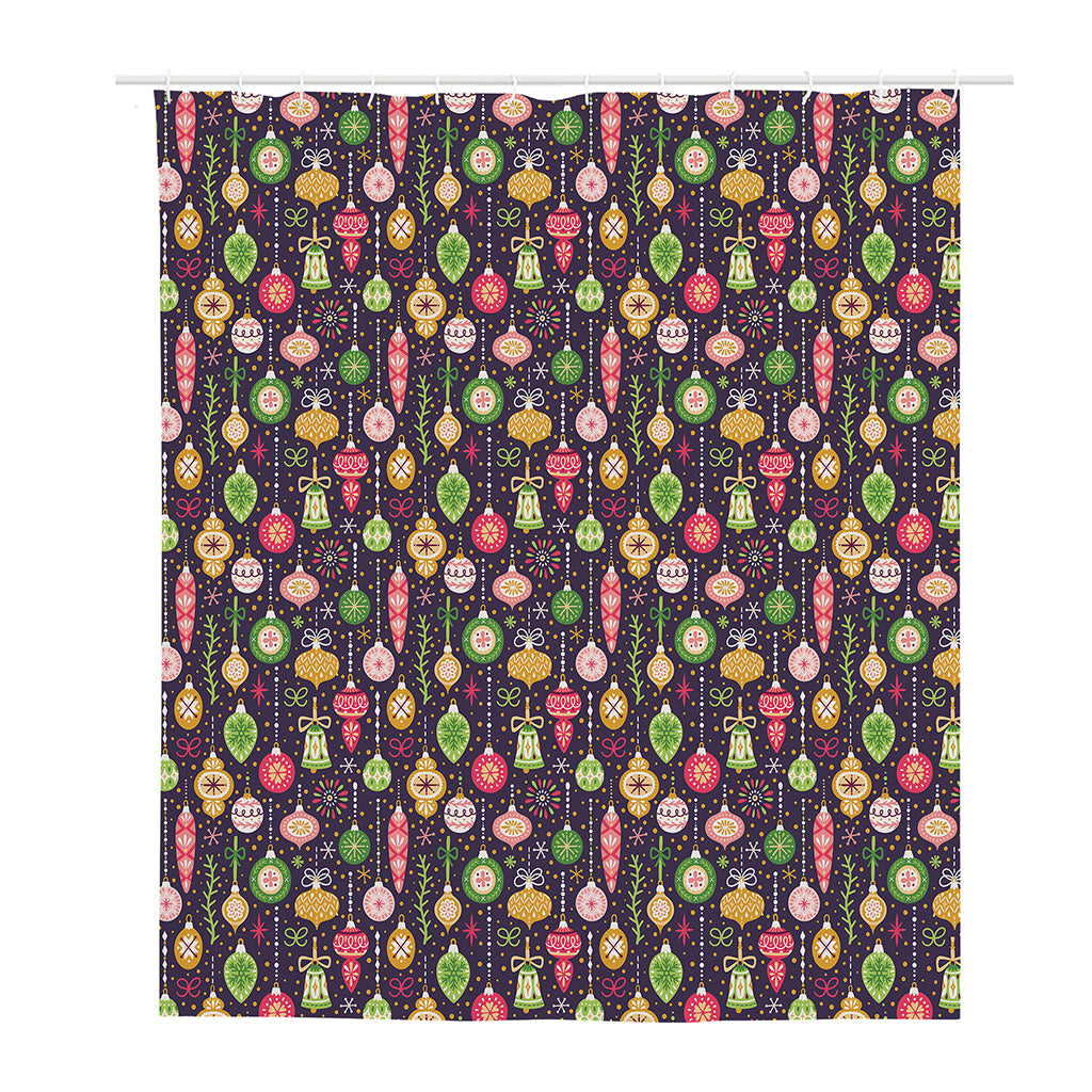 Christmas Baubles Pattern Print Polyester Shower Curtain