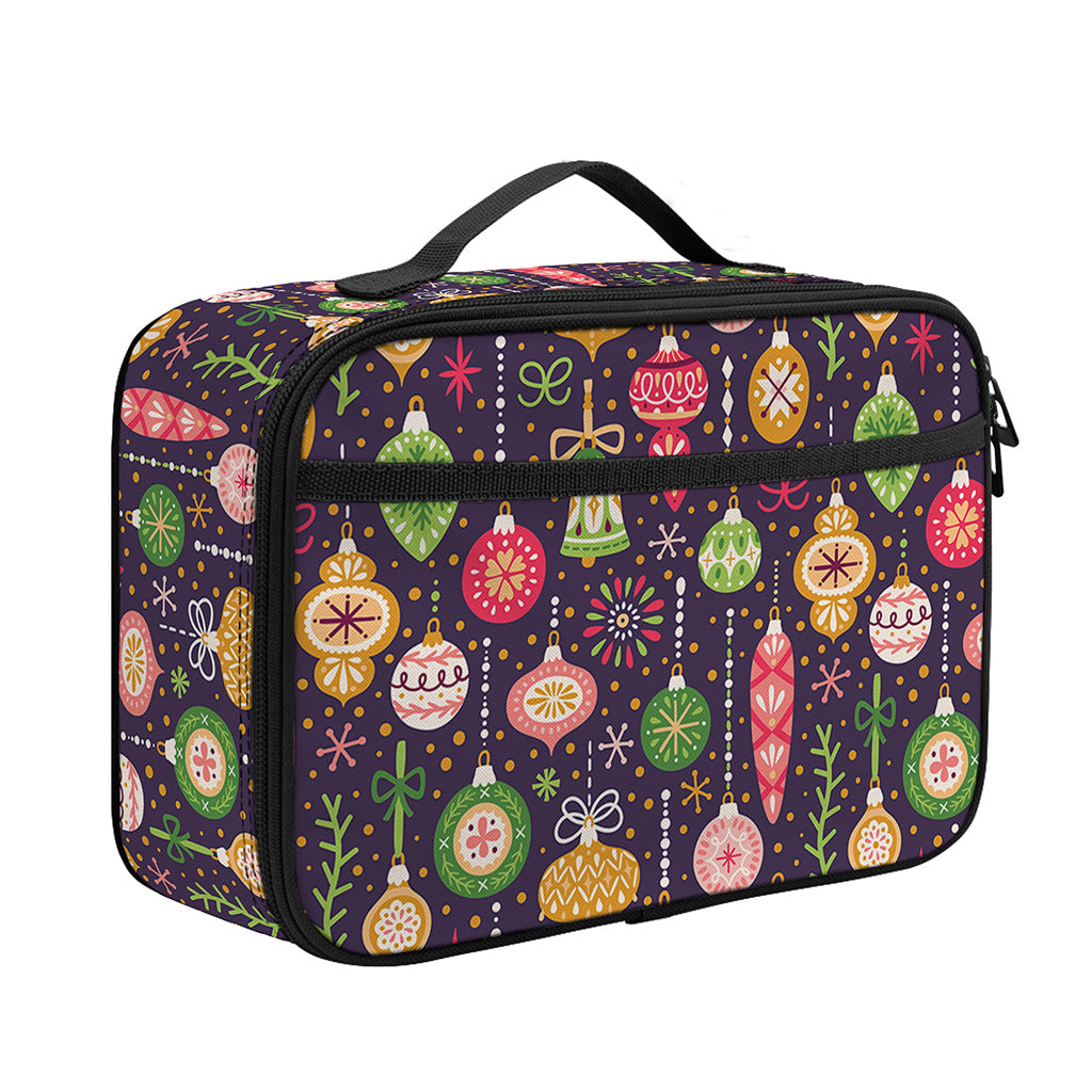 Christmas Baubles Pattern Print Portable Lunch Bag
