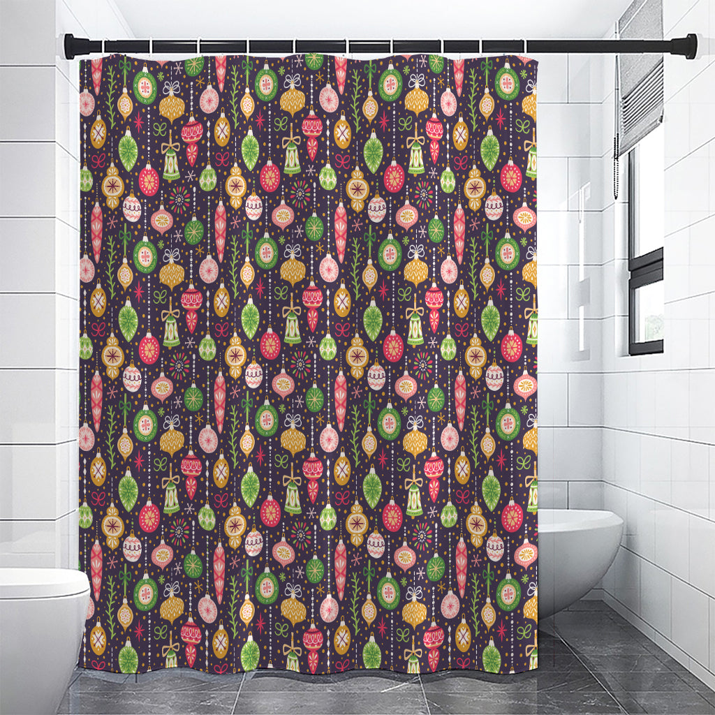 Christmas Baubles Pattern Print Premium Shower Curtain