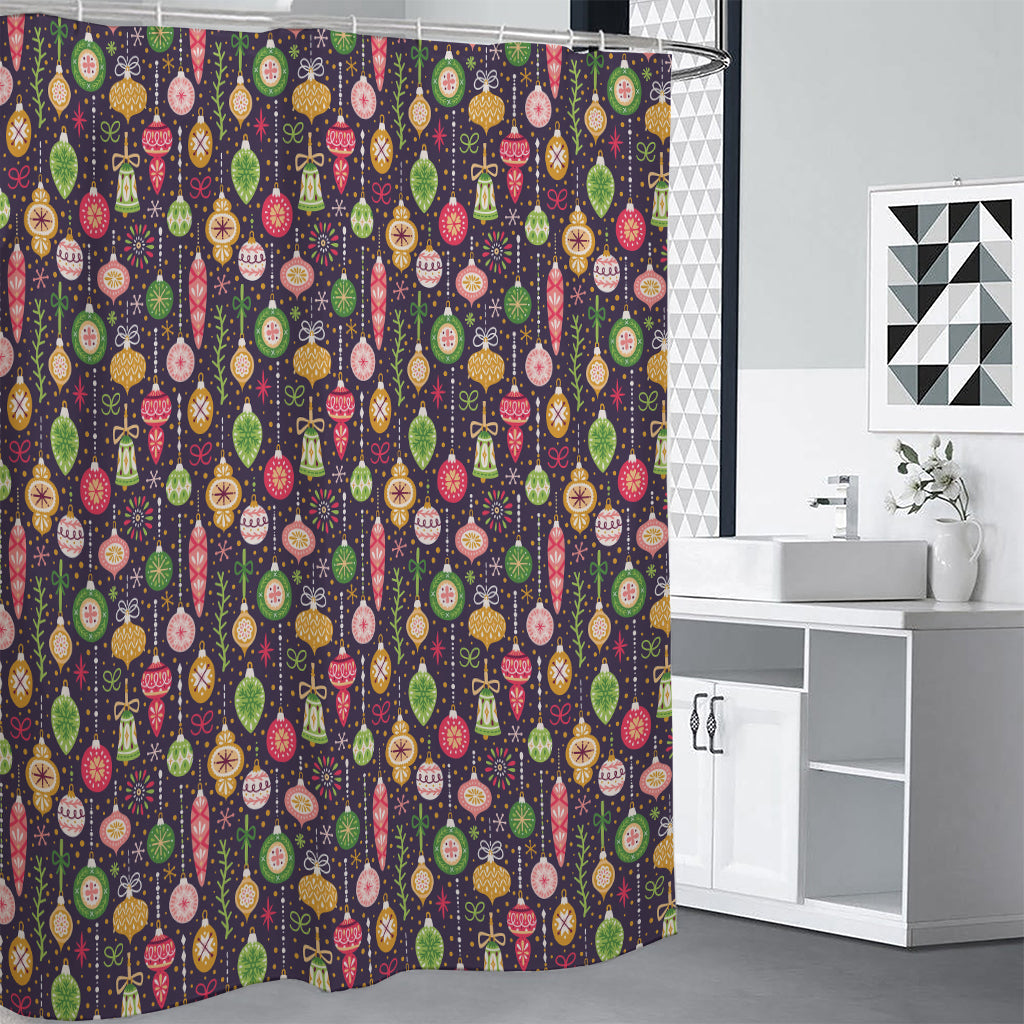 Christmas Baubles Pattern Print Premium Shower Curtain