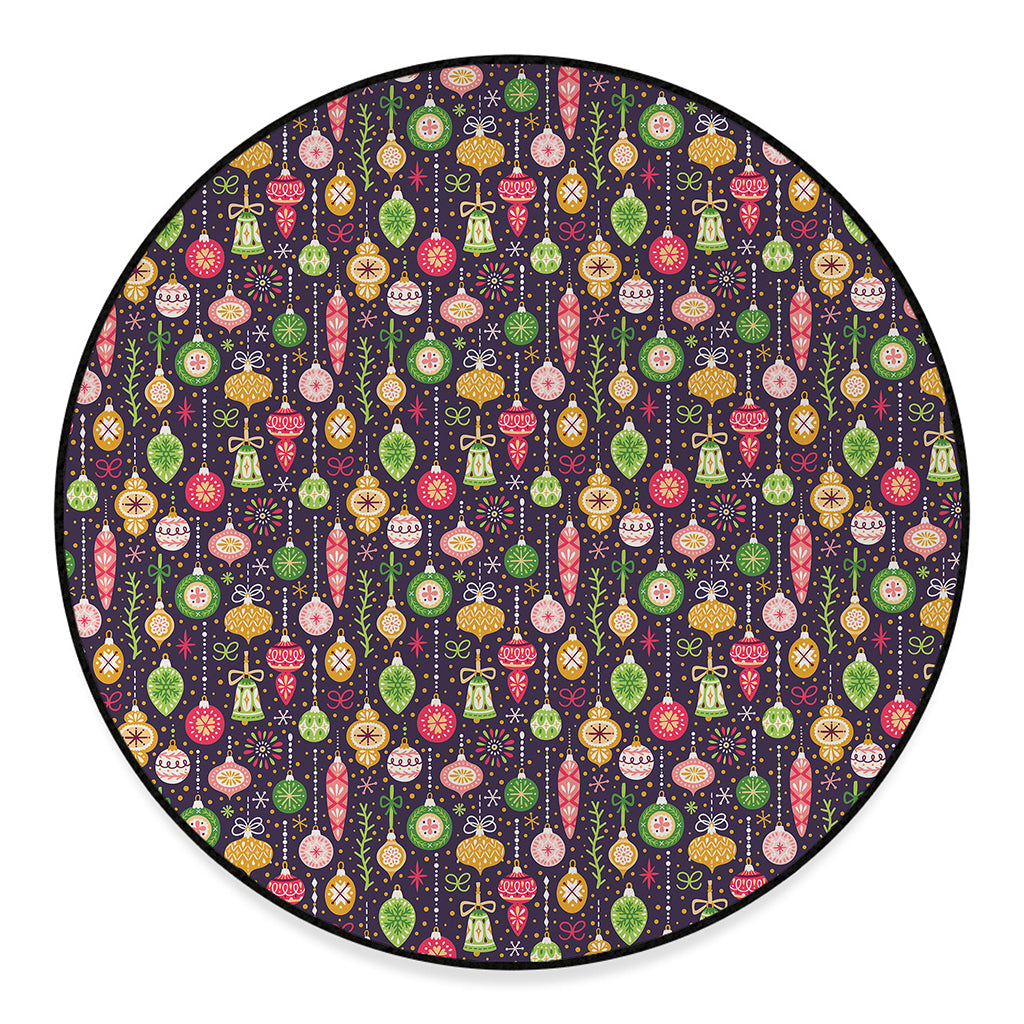 Christmas Baubles Pattern Print Round Floor Mat