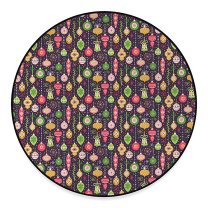 Christmas Baubles Pattern Print Round Floor Mat