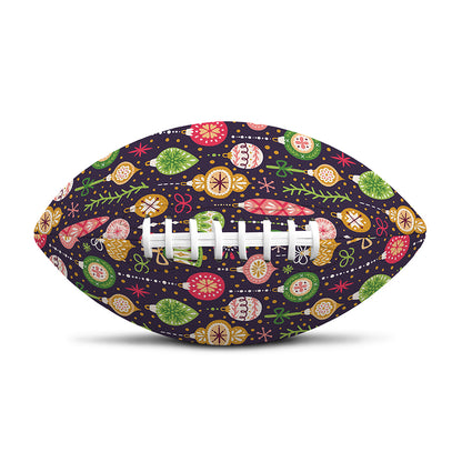 Christmas Baubles Pattern Print Rugby Ball