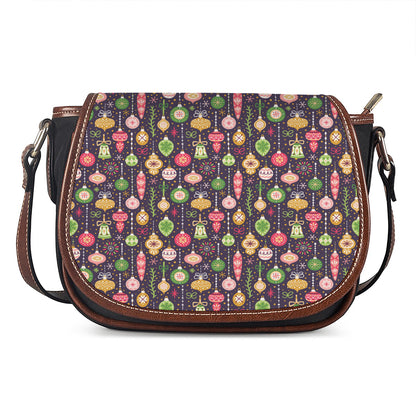 Christmas Baubles Pattern Print Saddle Bag