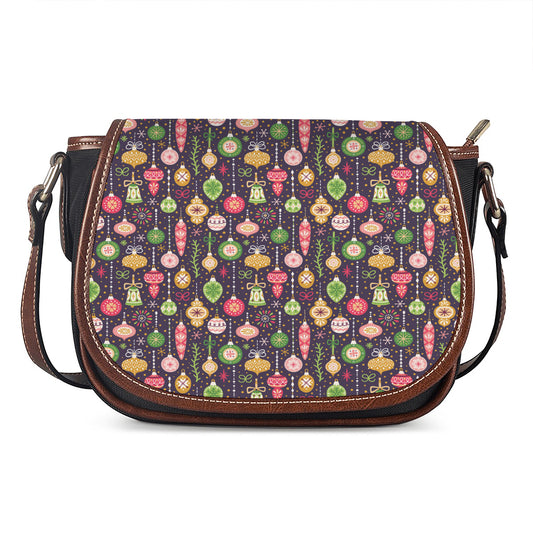 Christmas Baubles Pattern Print Saddle Bag