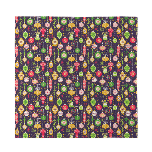 Christmas Baubles Pattern Print Silk Bandana