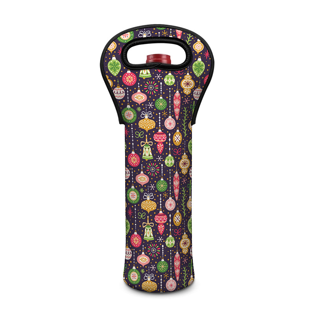 Christmas Baubles Pattern Print Single Neoprene Wine Tote