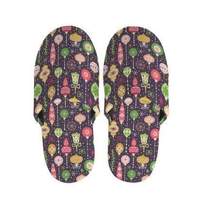 Christmas Baubles Pattern Print Slippers