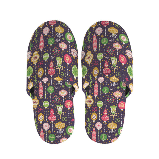 Christmas Baubles Pattern Print Slippers