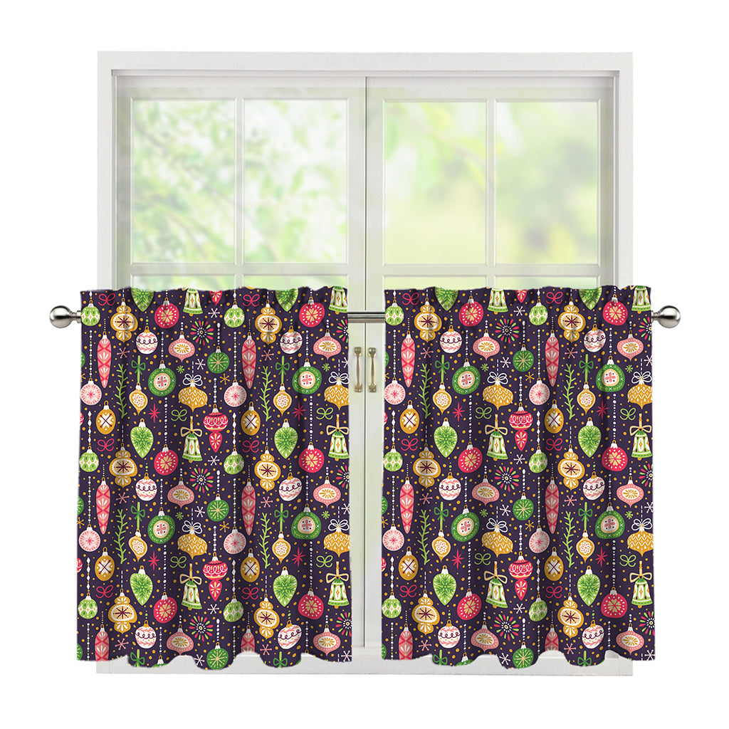 Christmas Baubles Pattern Print Tier Curtains