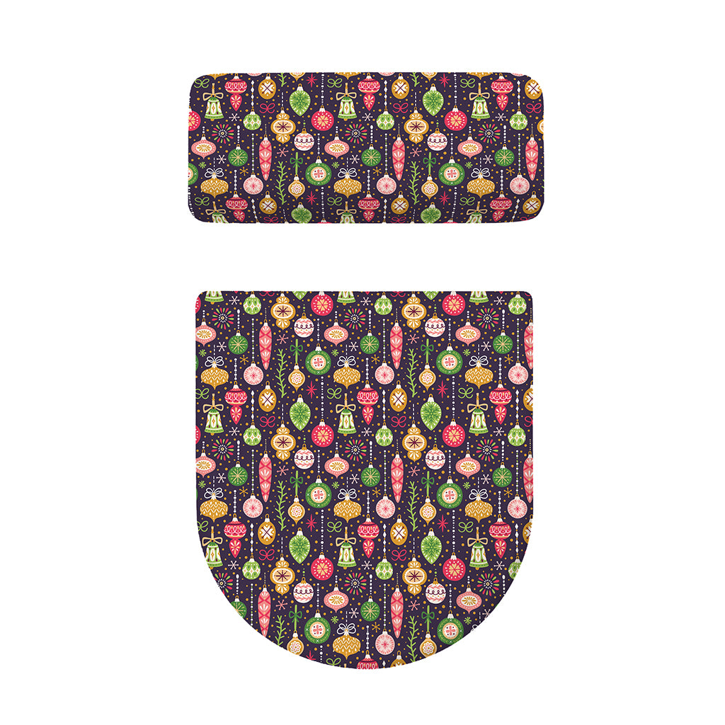 Christmas Baubles Pattern Print Toilet Lid And Tank Cover Set