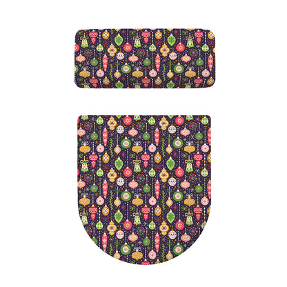 Christmas Baubles Pattern Print Toilet Lid And Tank Cover Set