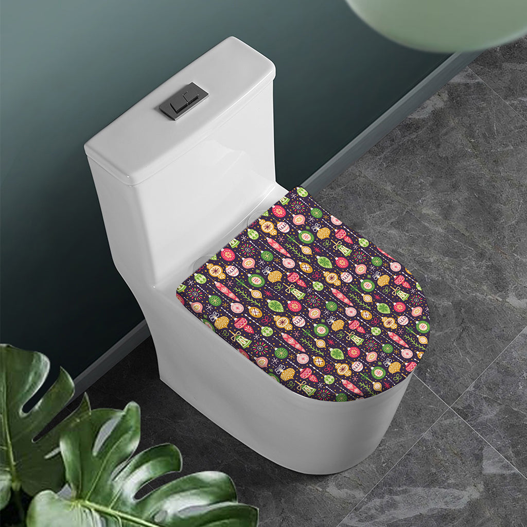 Christmas Baubles Pattern Print Toilet Lid Cover