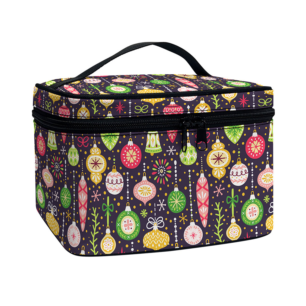 Christmas Baubles Pattern Print Travel Makeup Bag