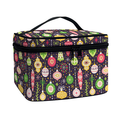 Christmas Baubles Pattern Print Travel Makeup Bag