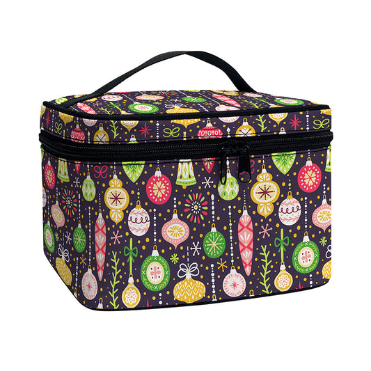 Christmas Baubles Pattern Print Travel Makeup Bag