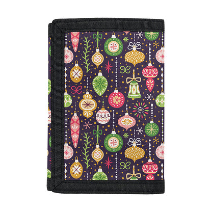 Christmas Baubles Pattern Print Trifold Wallet