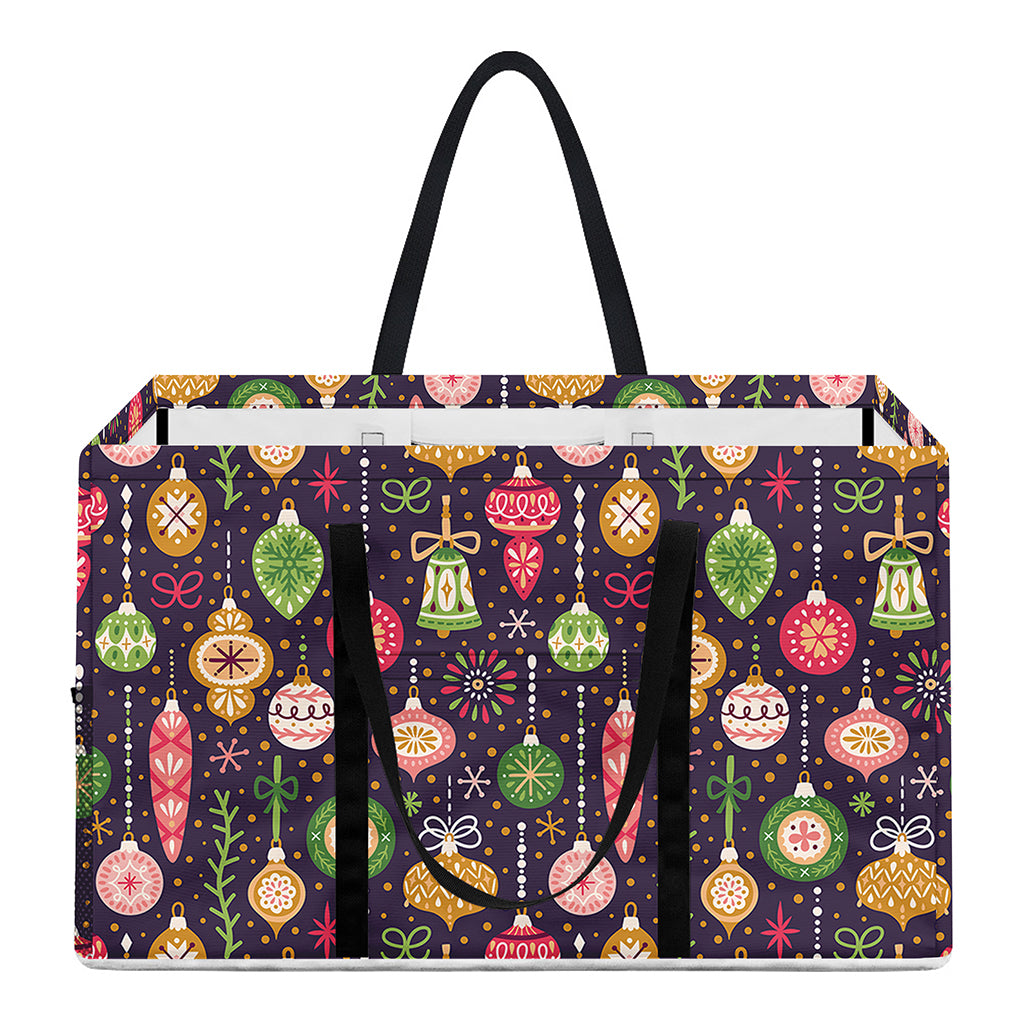Christmas Baubles Pattern Print Utility Tote Bag