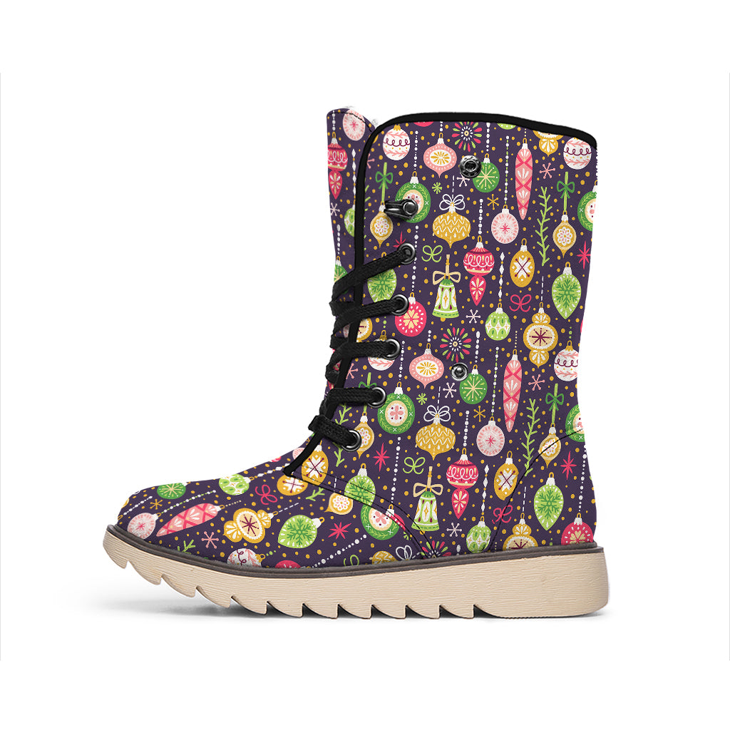 Christmas Baubles Pattern Print Winter Boots