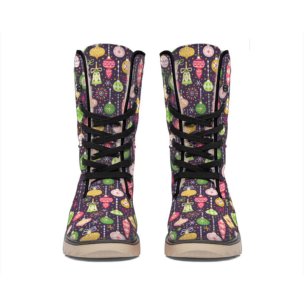 Christmas Baubles Pattern Print Winter Boots