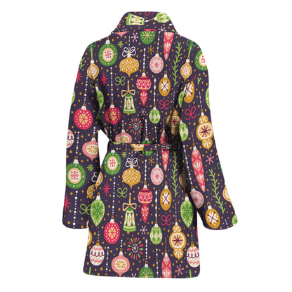 Christmas Baubles Pattern Print Women's Bathrobe