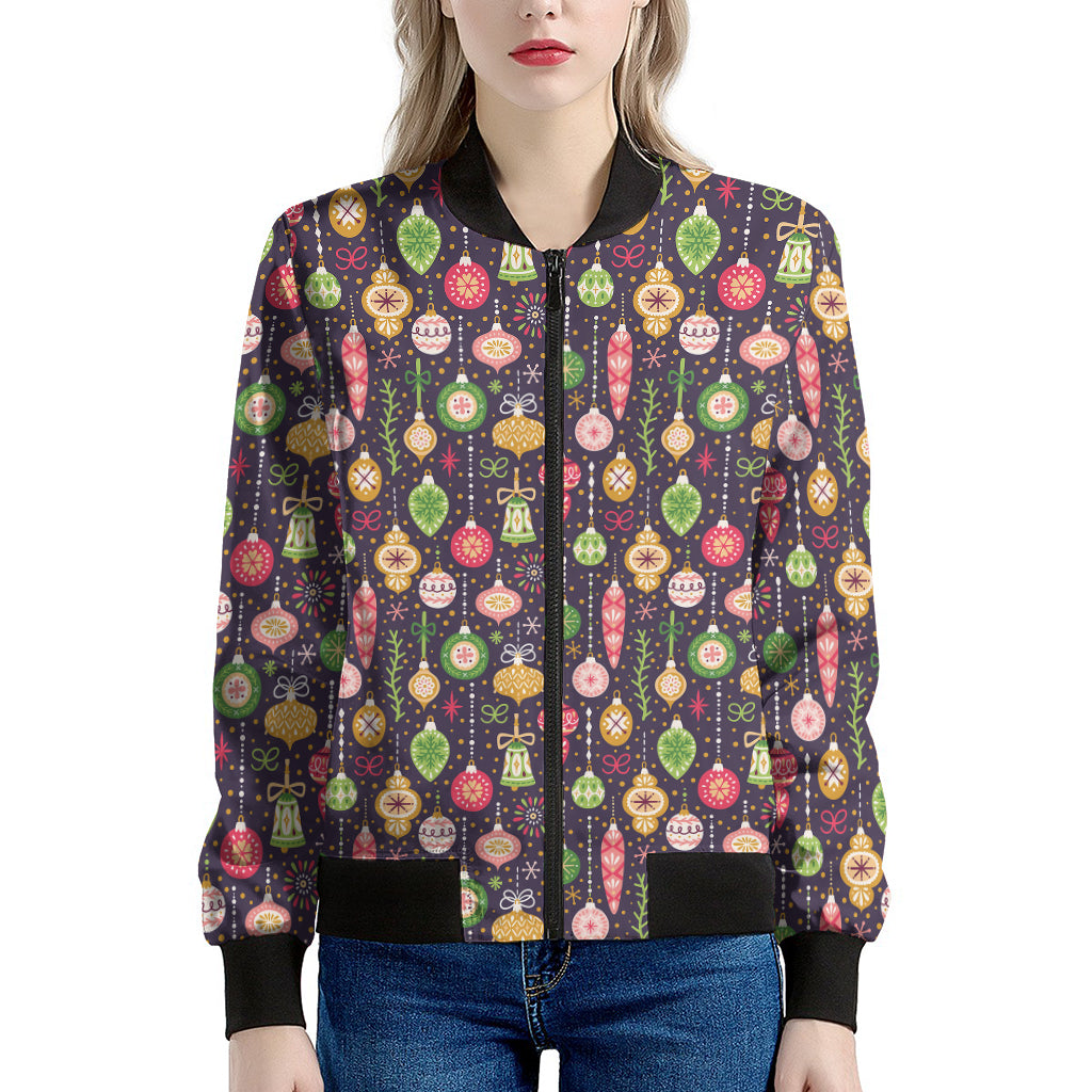 Christmas Baubles Pattern Print Women's Bomber Jacket
