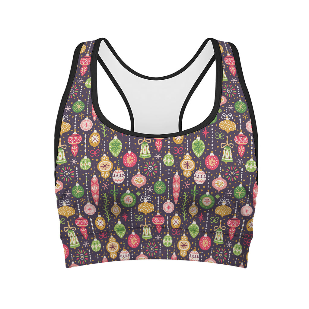 Christmas Baubles Pattern Print Women's Sports Bra