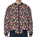 Christmas Baubles Pattern Print Zip Sleeve Bomber Jacket