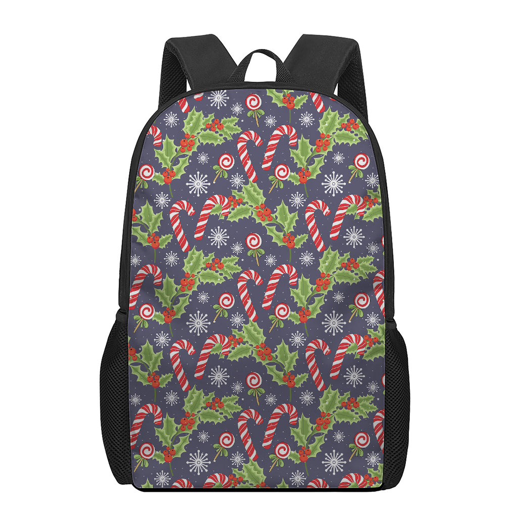 Christmas Berry And Candy Pattern Print 17 Inch Backpack