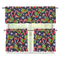 Christmas Berry And Candy Pattern Print 3 Piece Kitchen Curtains