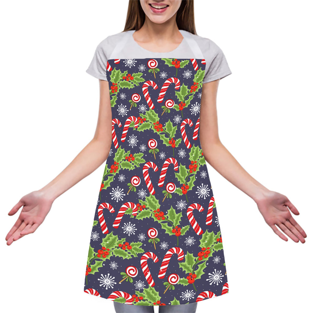 Christmas Berry And Candy Pattern Print Adjustable Apron