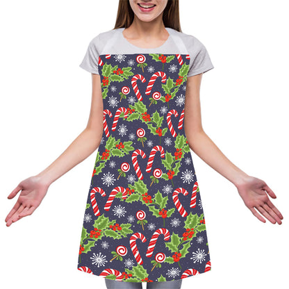 Christmas Berry And Candy Pattern Print Adjustable Apron