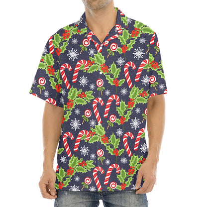 Christmas Berry And Candy Pattern Print Aloha Shirt