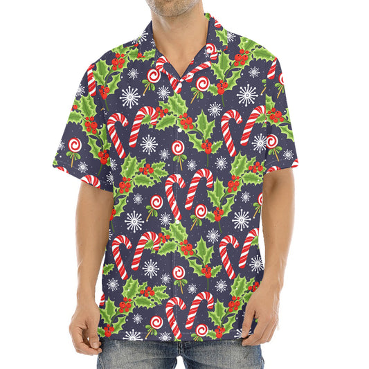 Christmas Berry And Candy Pattern Print Aloha Shirt