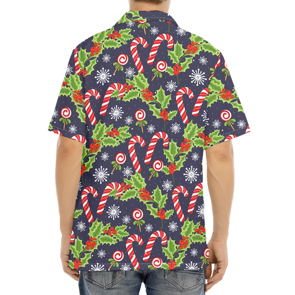 Christmas Berry And Candy Pattern Print Aloha Shirt