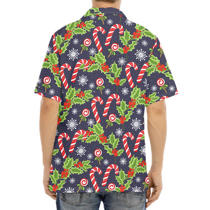 Christmas Berry And Candy Pattern Print Aloha Shirt