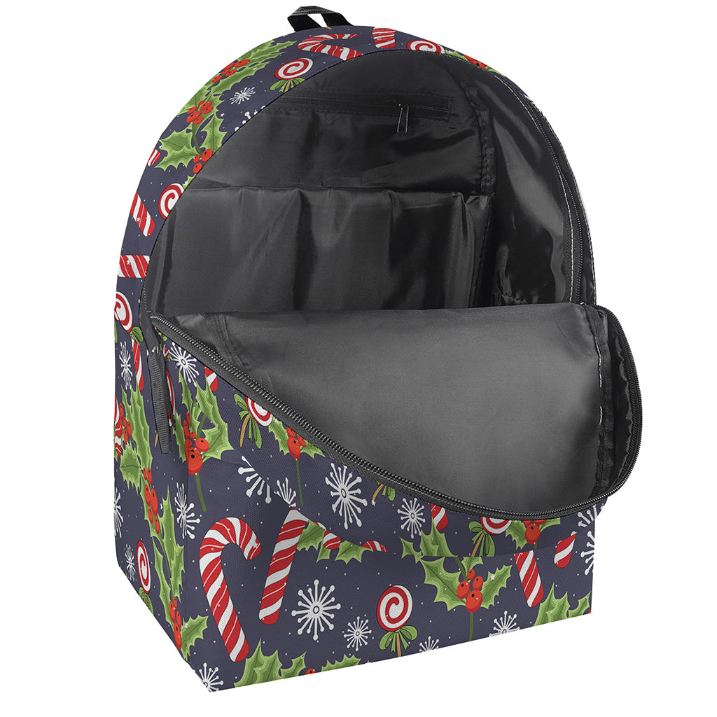 Christmas Berry And Candy Pattern Print Backpack