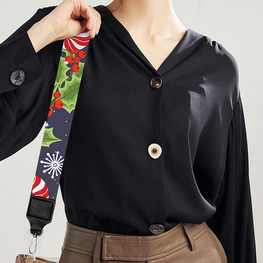 Christmas Berry And Candy Pattern Print Bag Strap