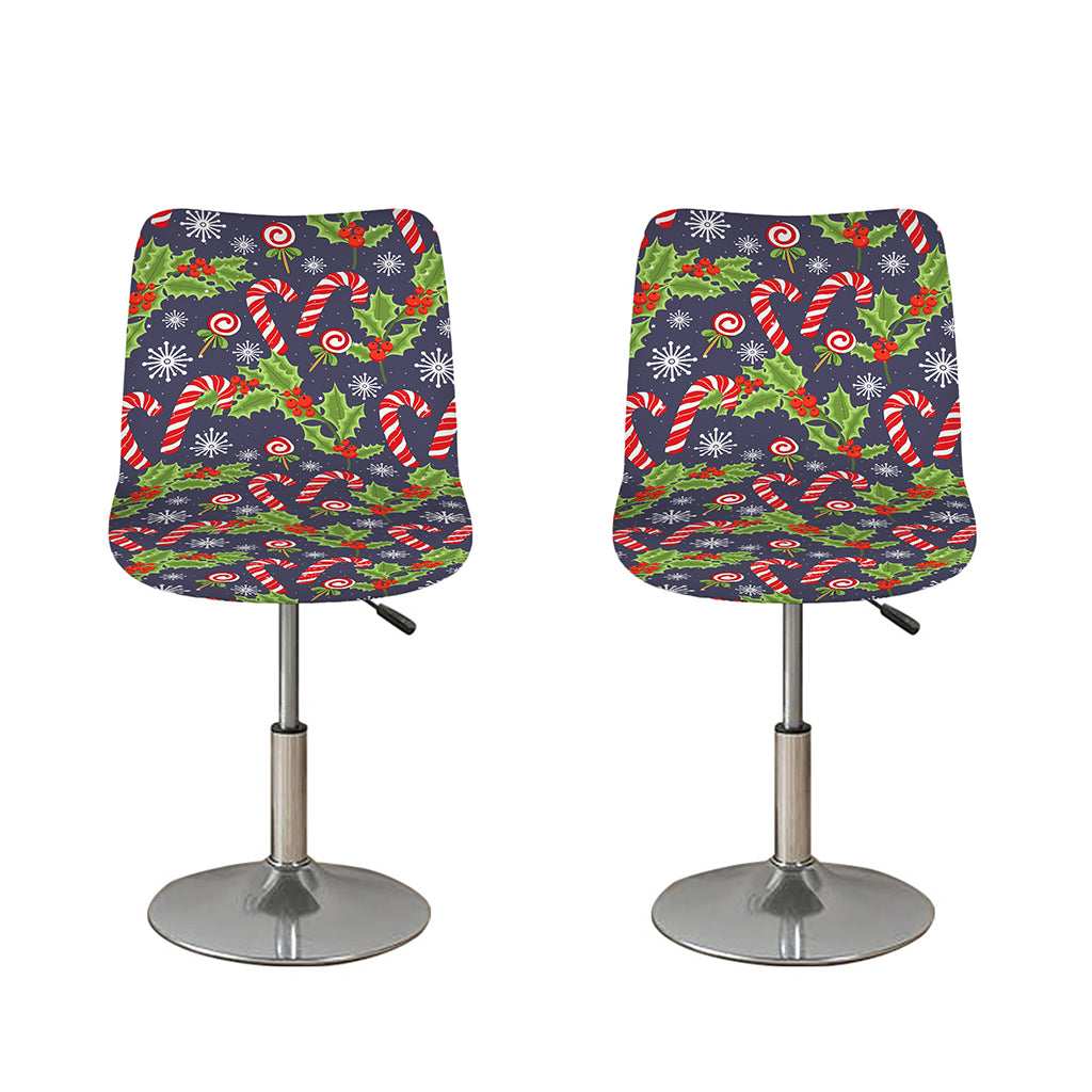 Christmas Berry And Candy Pattern Print Bar Stool Covers
