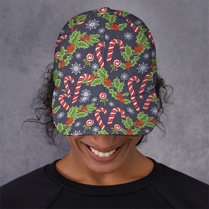 Christmas Berry And Candy Pattern Print Baseball Cap