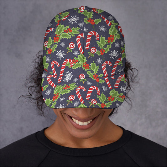Christmas Berry And Candy Pattern Print Baseball Cap