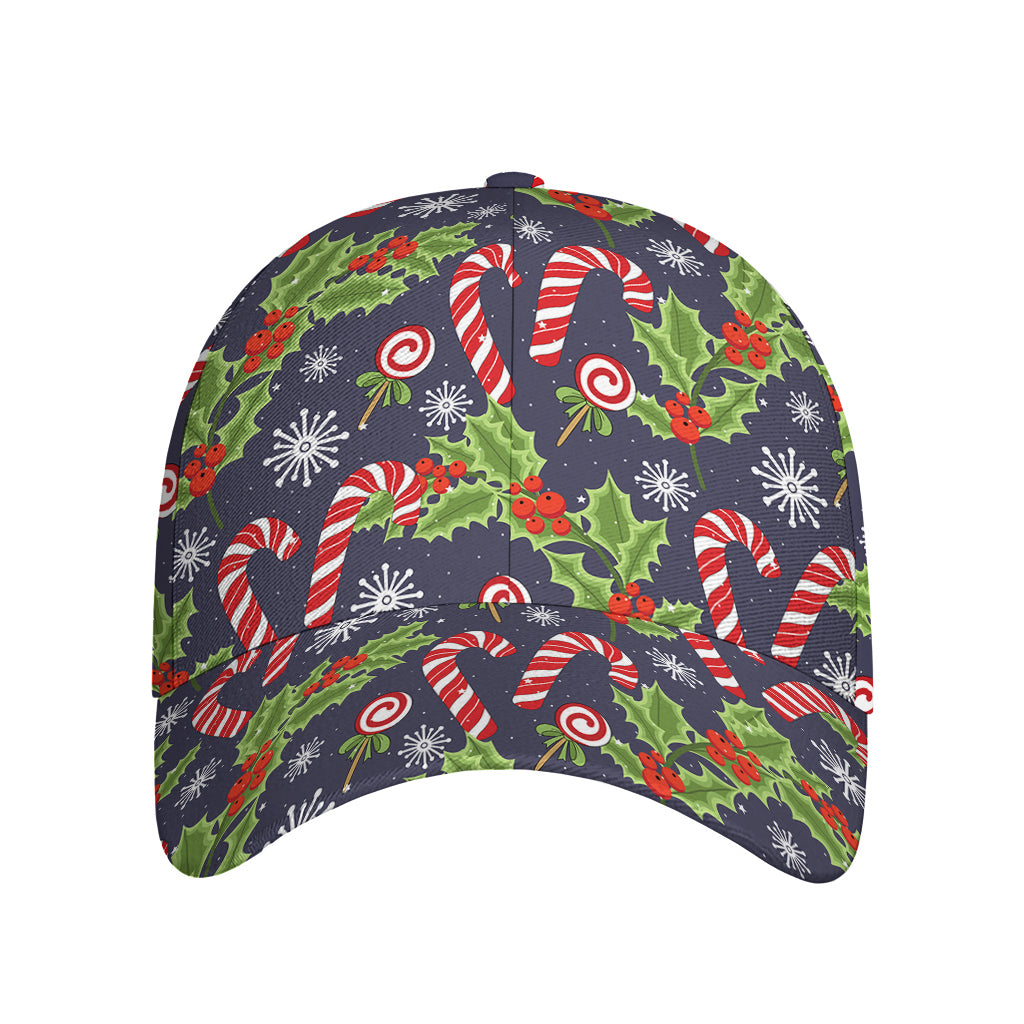 Christmas Berry And Candy Pattern Print Baseball Cap