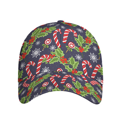 Christmas Berry And Candy Pattern Print Baseball Cap