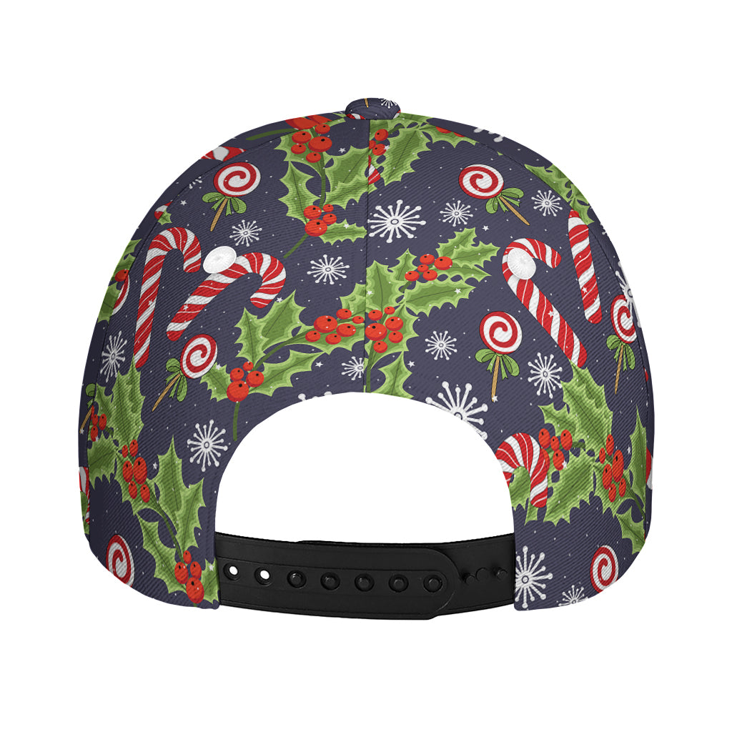 Christmas Berry And Candy Pattern Print Baseball Cap