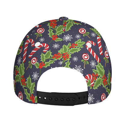 Christmas Berry And Candy Pattern Print Baseball Cap