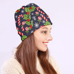 Christmas Berry And Candy Pattern Print Beanie