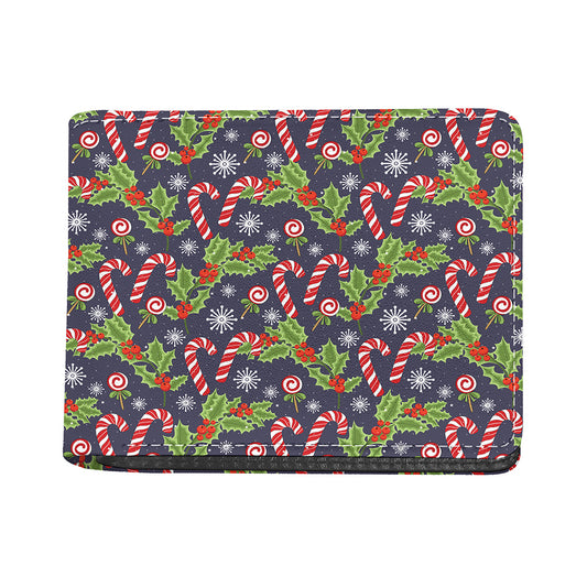 Christmas Berry And Candy Pattern Print Bifold Wallet
